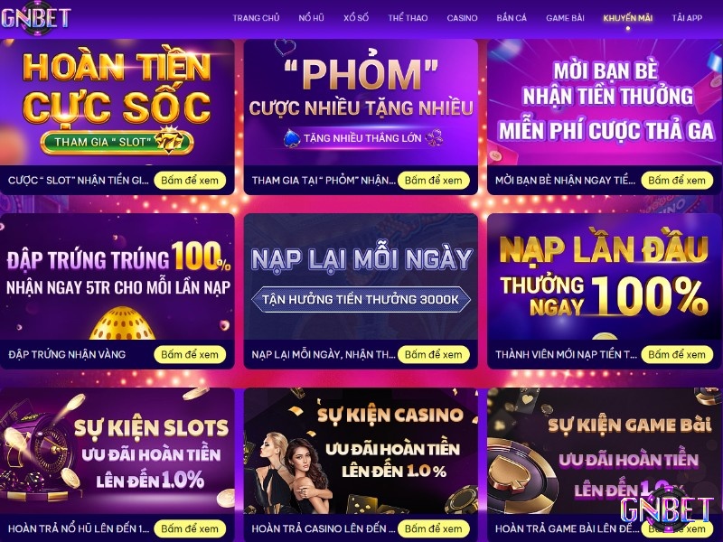 Khuyến mãi Gnbet hấp dẫn, mọi thông tin đều được cập nhật chi tiết trên website