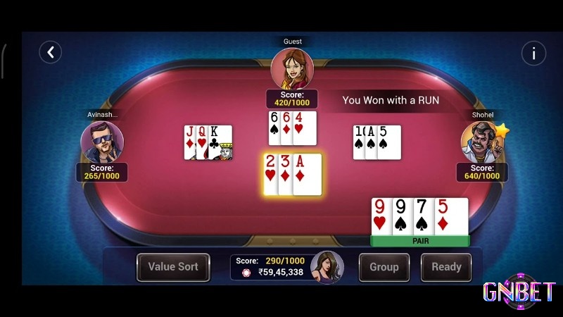 Một ván bài Teen Patti cần ít nhất 2 tay đấu 