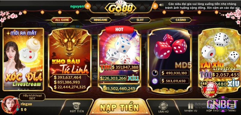 Cùng Gnbet tìm hiểu về cổng game go88 tài xỉu uy tín nhất hiện nay