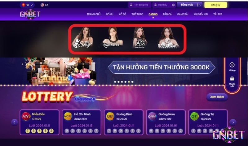 Hệ thống sảnh cược baccarat được Gnbet cung cấp