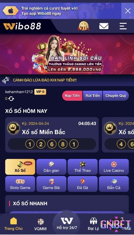 Chơi app sẽ ổn định hơn so với khi chơi Wibo88 trên website