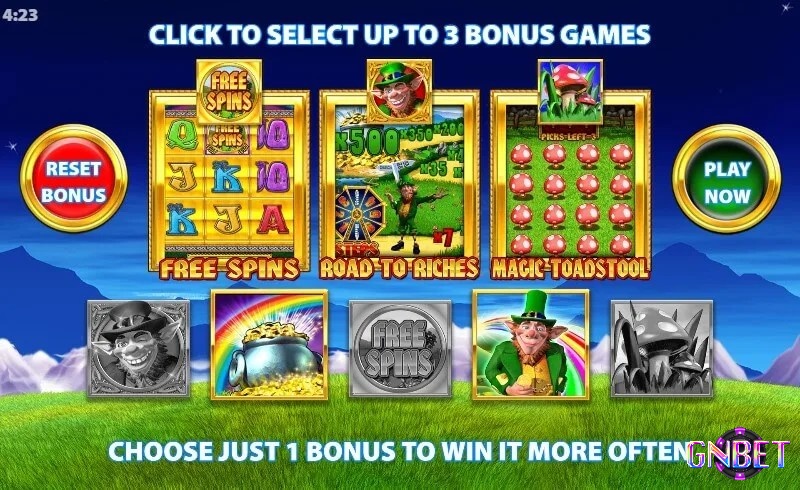 Lựa chọn vòng thưởng bạn muốn chơi trong Rainbow Riches Pick'n'mix slot