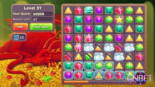 Đồ họa của game Jewels Star nổi bật với màu sắc rực rỡ, lấp lánh