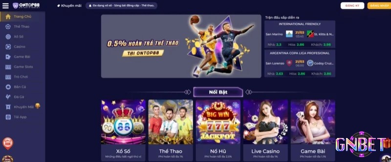 App cá độ bóng đá Ontop88 là điểm đến hàng đầu của bet thủ